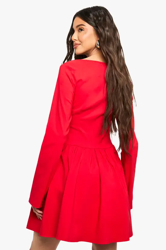 Bengaline Corset Long Sleeve Skater Dress - Image 3